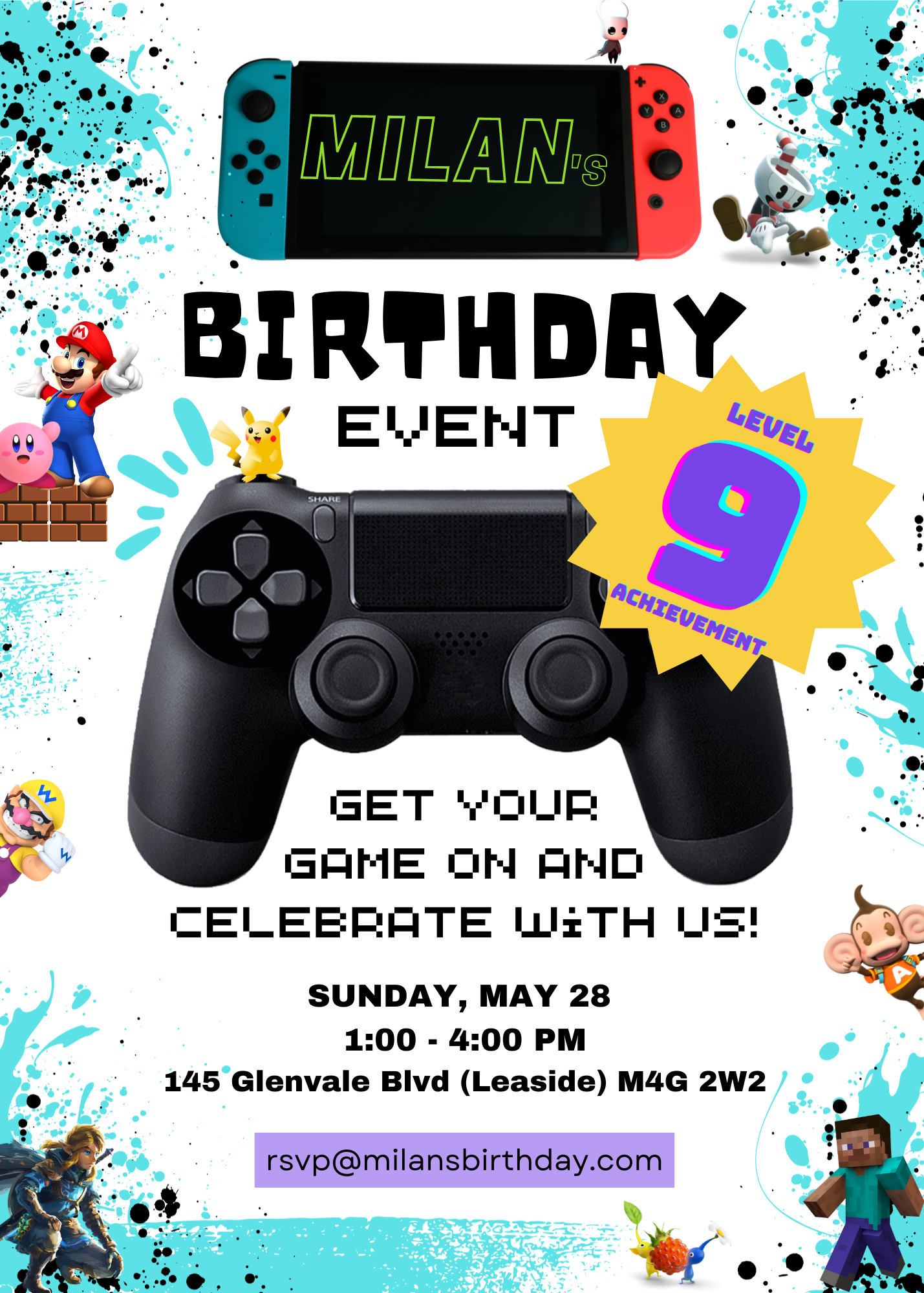 Milan's 9th Birthday Invite